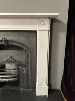 Pamono English Regency Statuary White Marble Fireplace Mantel, 1800s><noscript><img width=