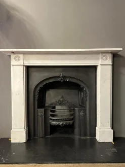 Pamono English Regency Statuary White Marble Fireplace Mantel, 1800s><noscript><img width=