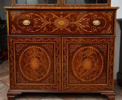 Pamono English Sideboard Bookcase in Mahogany Feather with Maple Inlay Grafts, 19th Century