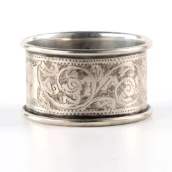 Sale Pamono English Silver Napkin Rings Set with Original Case, Set of 7