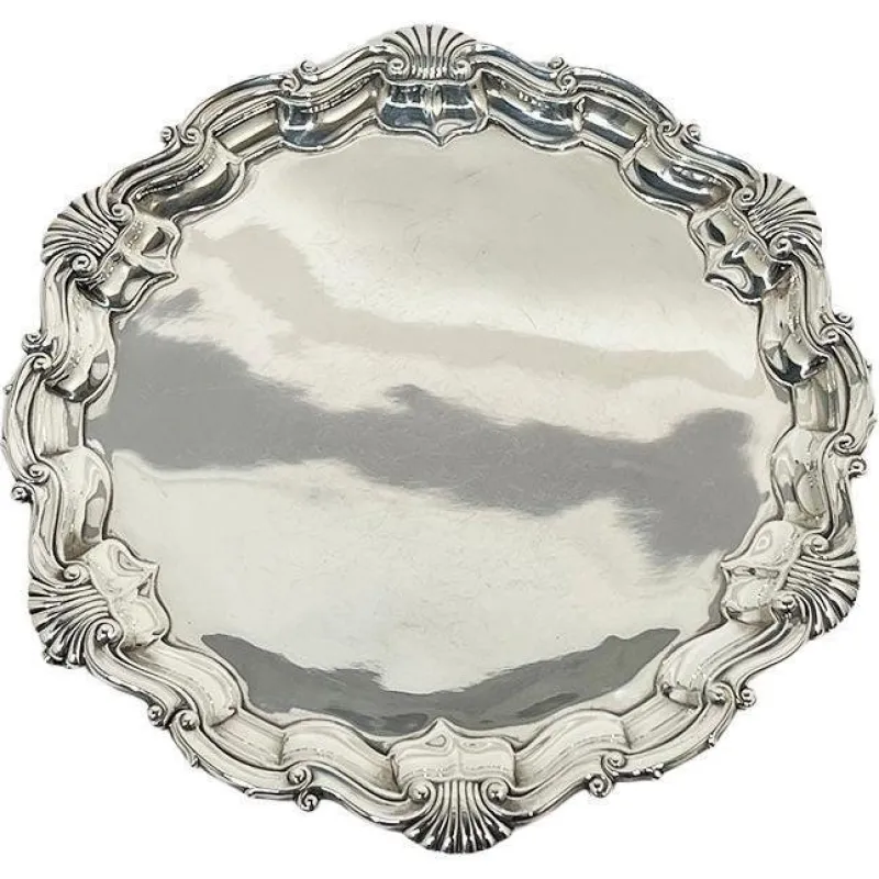 New Pamono English Silver Tray on Paw Feet attributed to Gibson and Langman, 1898