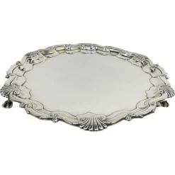 New Pamono English Silver Tray on Paw Feet attributed to Gibson and Langman, 1898