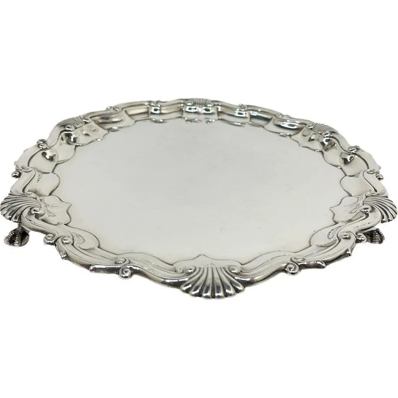 New Pamono English Silver Tray on Paw Feet attributed to Gibson and Langman, 1898