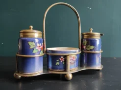Pamono English Silver-Plated and Lusterware Cruet Set from John Turton & Co., Sheffield, 1920s, Set of 4><noscript><img width=