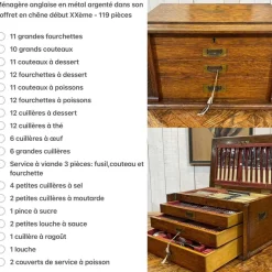 Pamono English Silver-Plated Cutlery Set in Oak Box, Set of 119><noscript><img width=