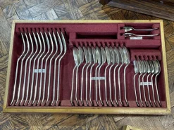 Pamono English Silver-Plated Cutlery Set in Oak Box, Set of 119><noscript><img width=