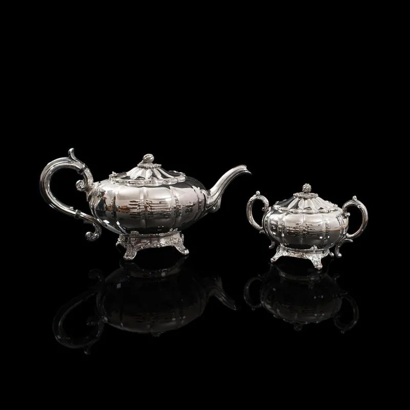 Pamono English Silver-Plated Tea Service from Viners of Sheffield, 1960s, Set of 2> Coffee & Tea Service
