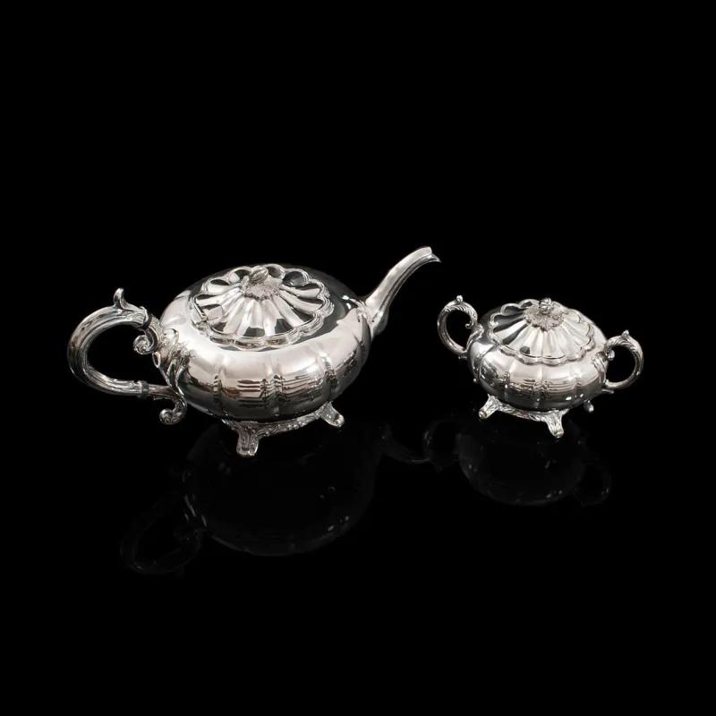 Pamono English Silver-Plated Tea Service from Viners of Sheffield, 1960s, Set of 2> Coffee & Tea Service