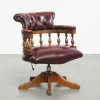 Clearance Pamono English Style Red Cowhide Height-Adjustable Chesterfield Swivel Office Chair