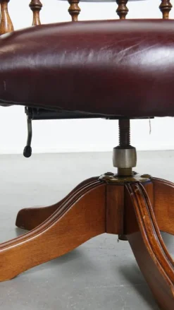 Clearance Pamono English Style Red Cowhide Height-Adjustable Chesterfield Swivel Office Chair