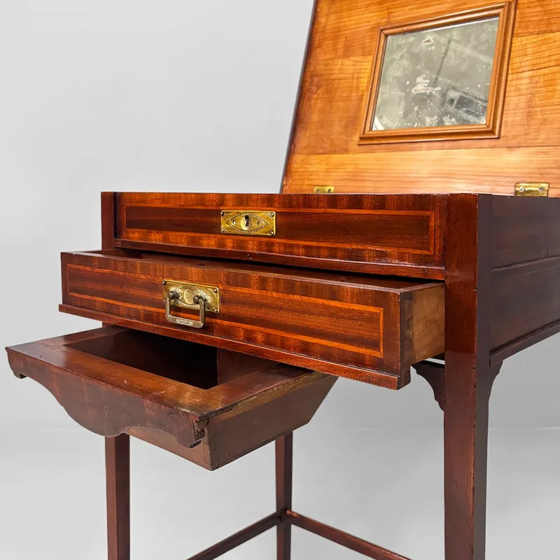 Pamono English Victorian Style Console Table in Wood with Mirror and Drawers, 1930s