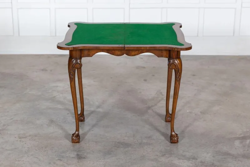 Pamono English Walnut & Mahogany Games Table, 1940s