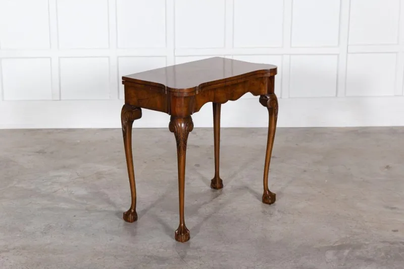 Pamono English Walnut & Mahogany Games Table, 1940s