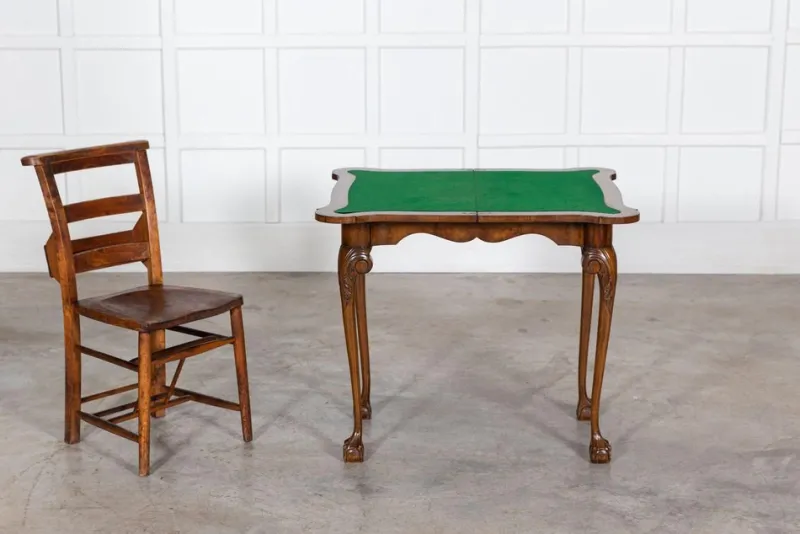 Pamono English Walnut & Mahogany Games Table, 1940s