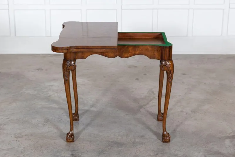 Pamono English Walnut & Mahogany Games Table, 1940s