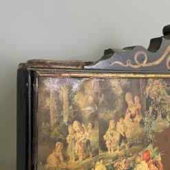Sale Pamono English Wooden Screen with Portraits and Floral Collage, 1800s