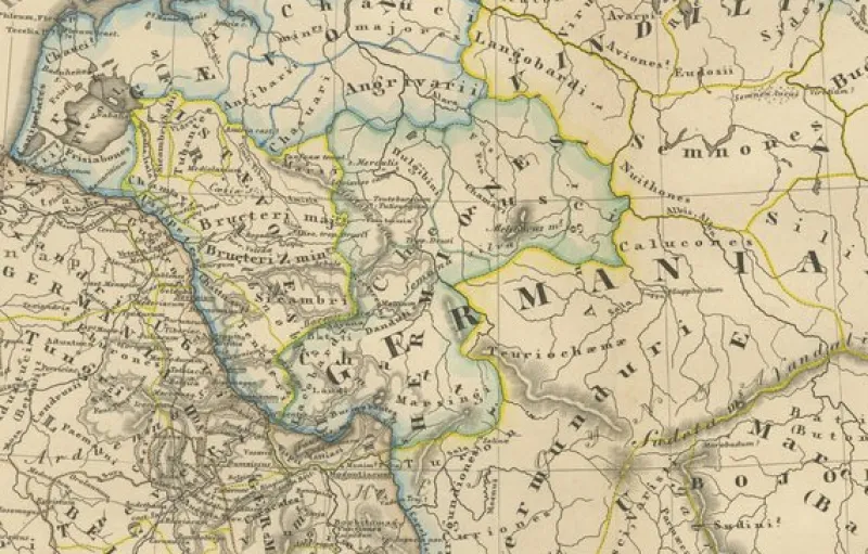 Clearance Pamono Engraved Map of Roman Frontiers, 1880