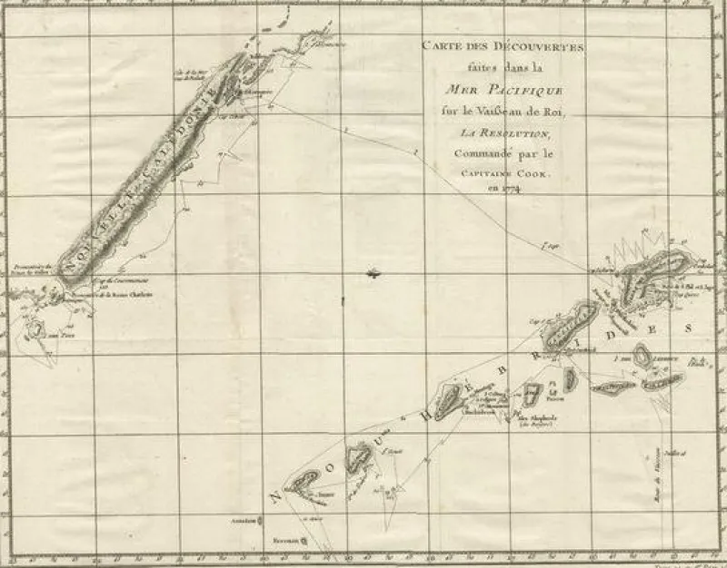 Pamono Engraving of the Track of Captain Cook's Resolution in the Pacific, 1780> Wall Decor