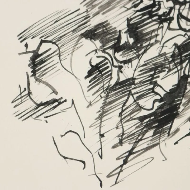 Outlet Pamono Ennio Morlotti, Composition, Ink on Paper
