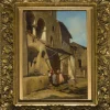 Sale Pamono Enrico Coleman, Village Scene, 1800s, Oil on Paper, Framed
