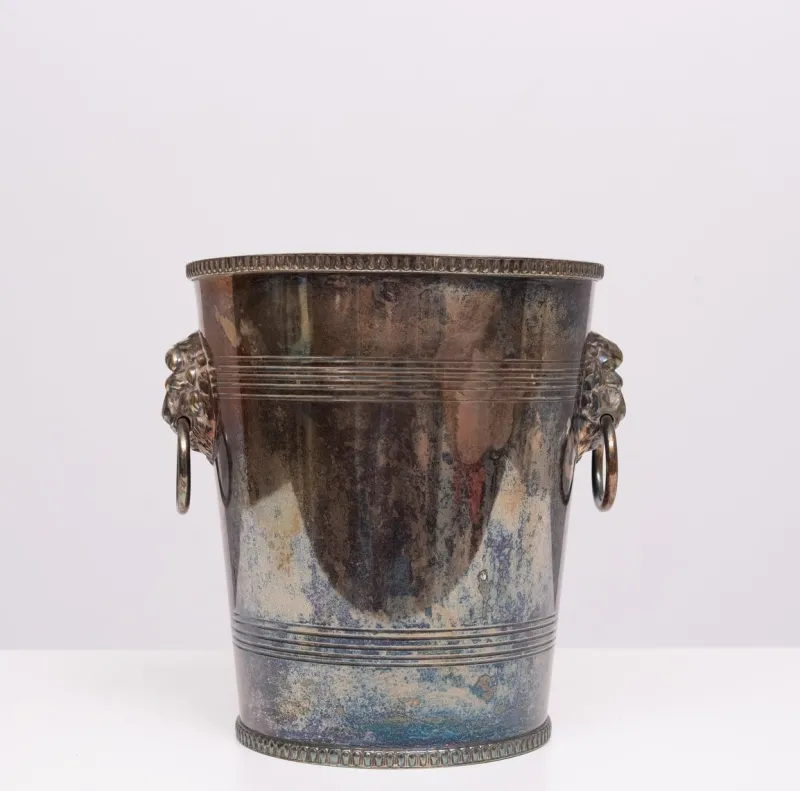 Pamono Epns Silver Plated Lions Head Wine Cooler, 1950s> Ice Buckets & Wine Coolers