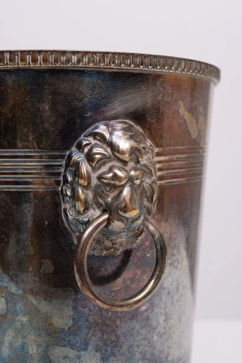 Pamono Epns Silver Plated Lions Head Wine Cooler, 1950s> Ice Buckets & Wine Coolers
