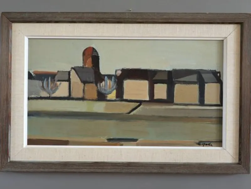 Online Pamono Eric Elfvén, Desert Geometry, Oil Painting, Framed