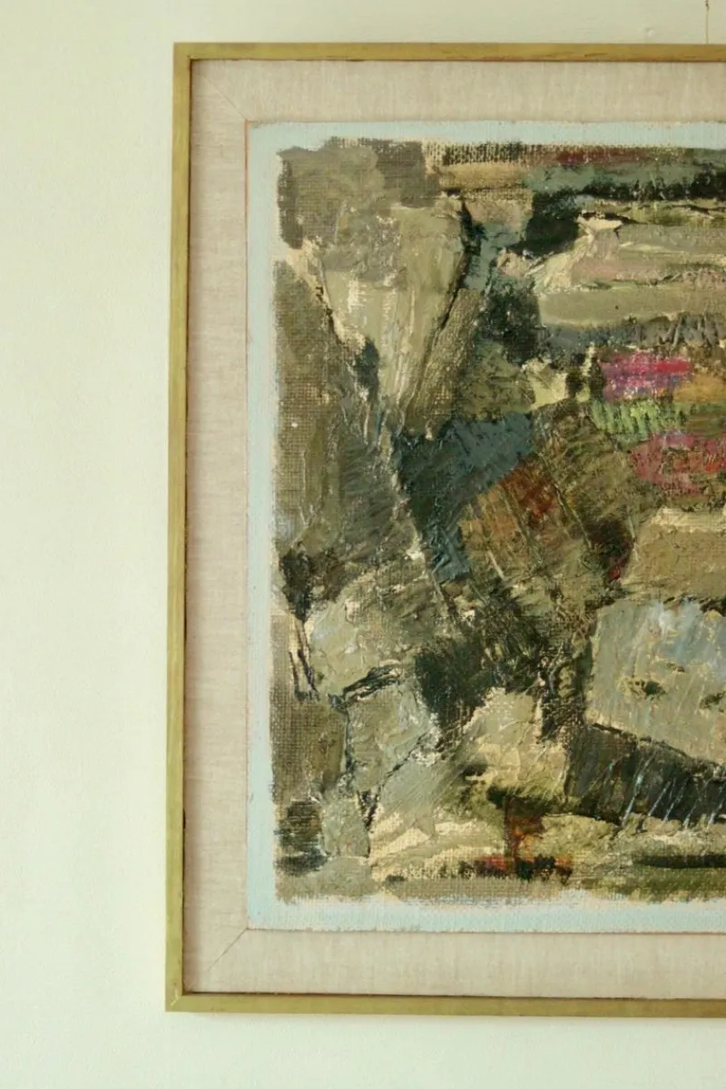 Pamono Erik Emanuelsson, Abstract Composition, Mid-20th Century, Oil on Panel, Framed