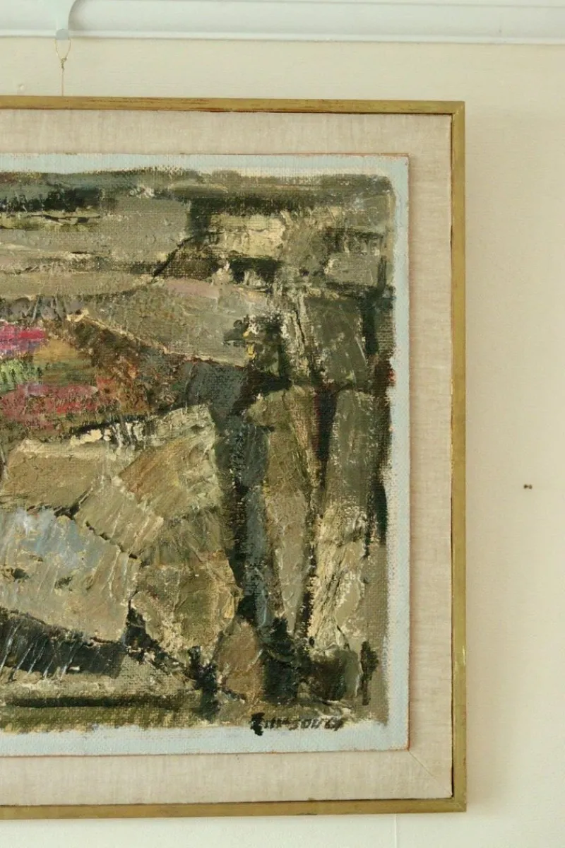 Pamono Erik Emanuelsson, Abstract Composition, Mid-20th Century, Oil on Panel, Framed