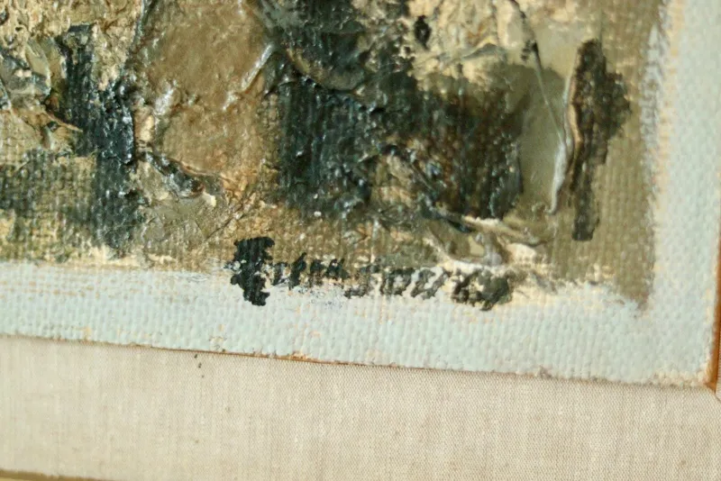 Pamono Erik Emanuelsson, Abstract Composition, Mid-20th Century, Oil on Panel, Framed