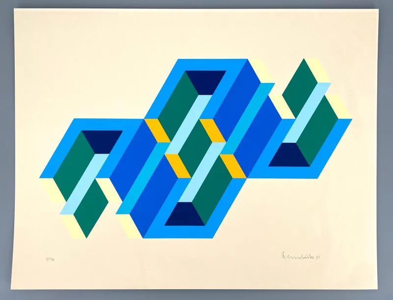 Hot Pamono Ernst Helmstädter, Dual Object, 1981, Color Screen Print