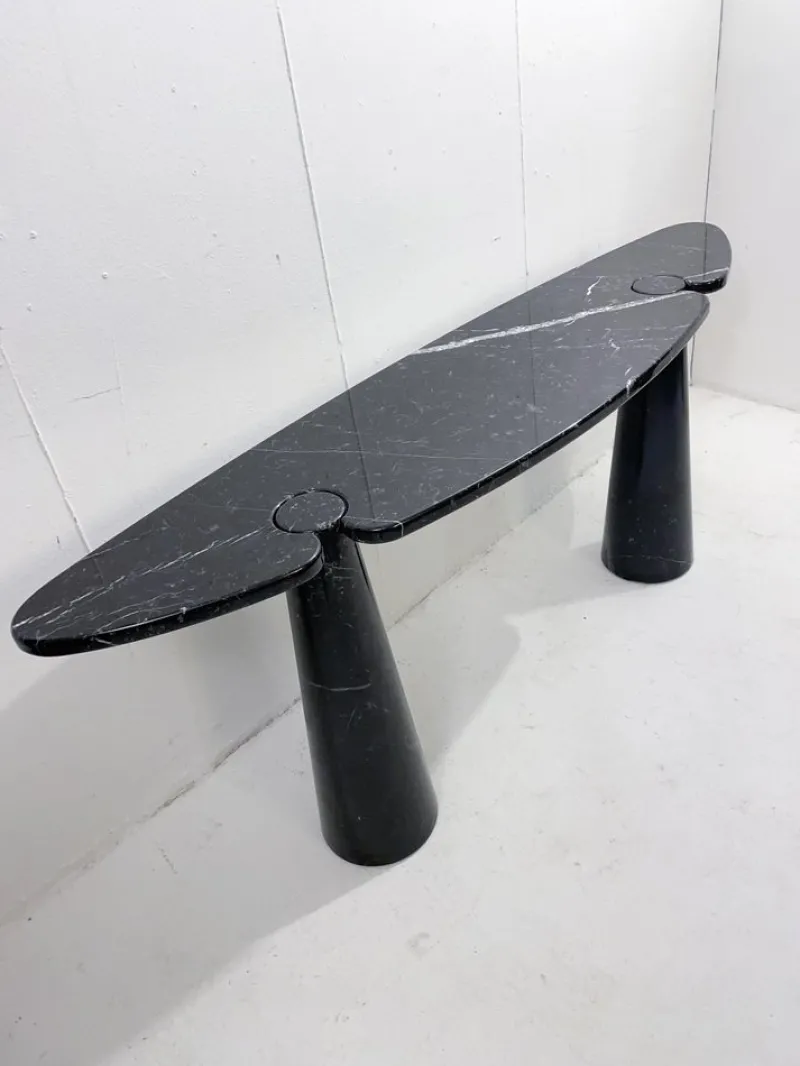 Pamono Eros Console in Black Marble by Angelo Mangiarotti, 1970s> Console Tables