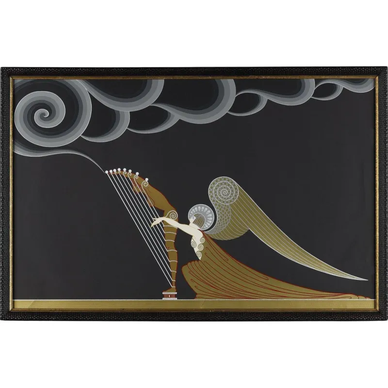 Pamono Erté, The Angel with the Harp, 1926, Color Lithograph> Art Deco