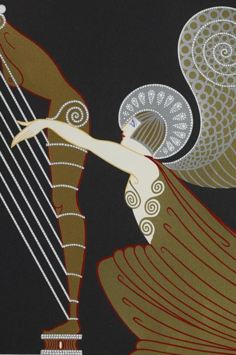 Pamono Erté, The Angel with the Harp, 1926, Color Lithograph> Art Deco