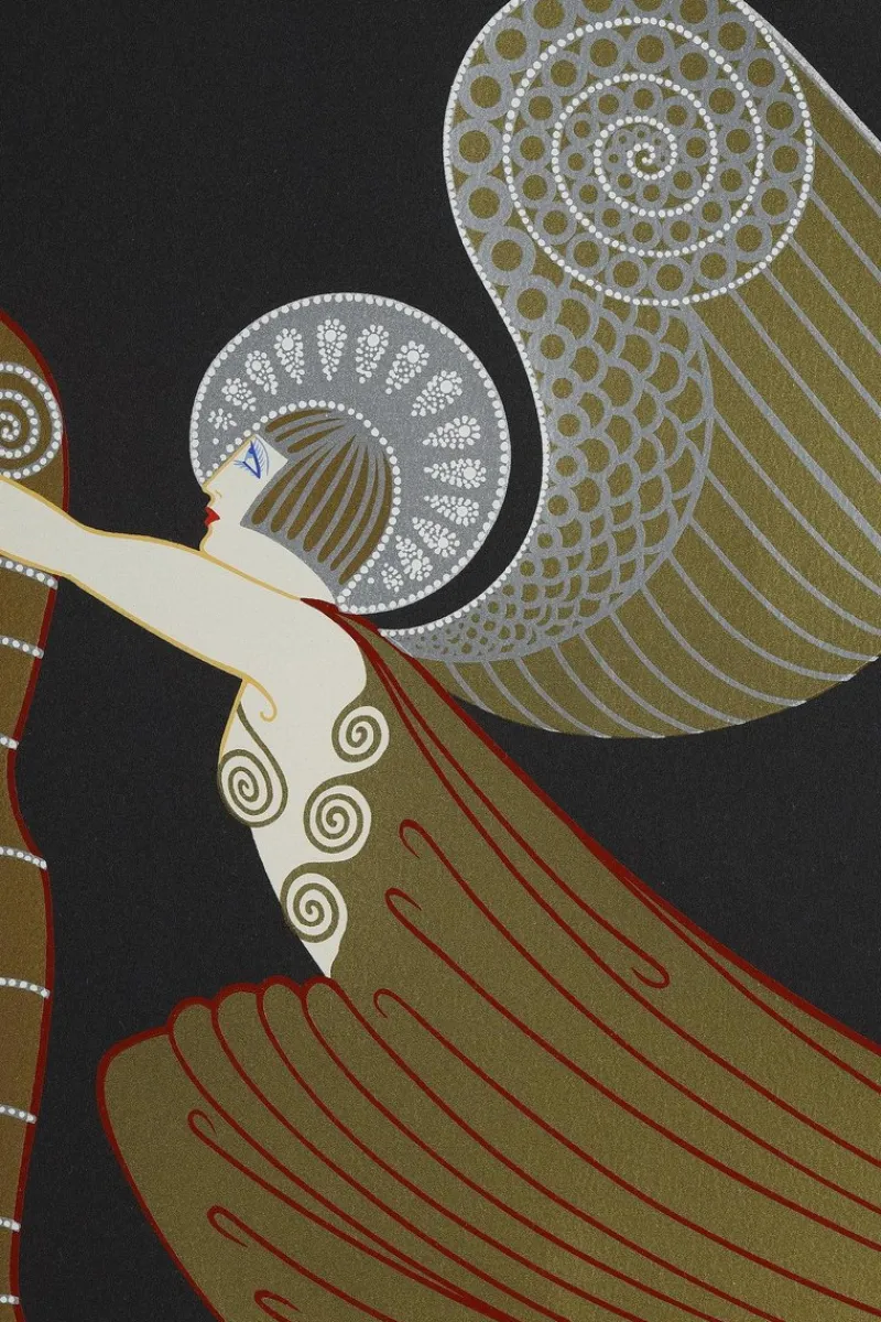 Pamono Erté, The Angel with the Harp, 1926, Color Lithograph> Art Deco