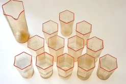 Pamono Esagonali Tumblers and Pitcher by Carlo Scarpa, Set of 13><noscript><img width=