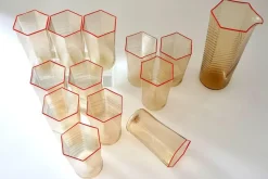 Pamono Esagonali Tumblers and Pitcher by Carlo Scarpa, Set of 13><noscript><img width=