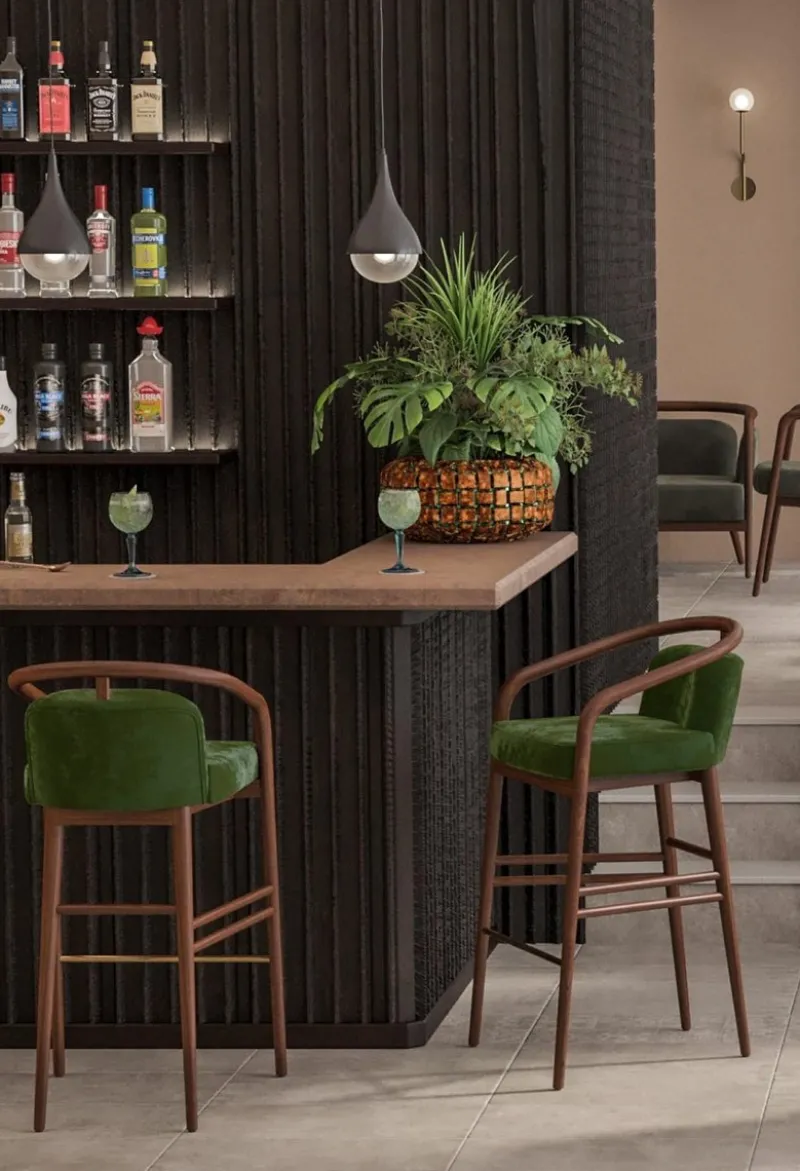 Pamono Essex Green Velvet Bar Stool by Javier Gomez> Seating
