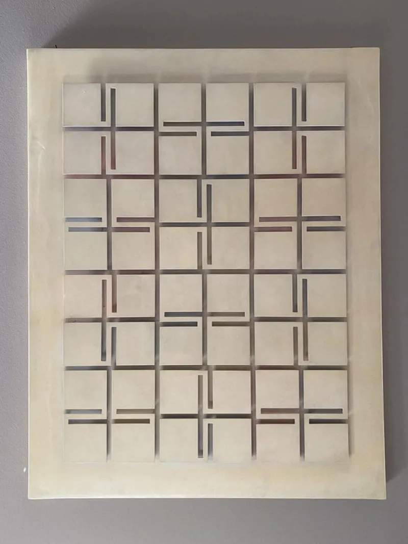 New Pamono Estuardo Maldonado, Abstract White Artwork, 1980, Acrylic Glass