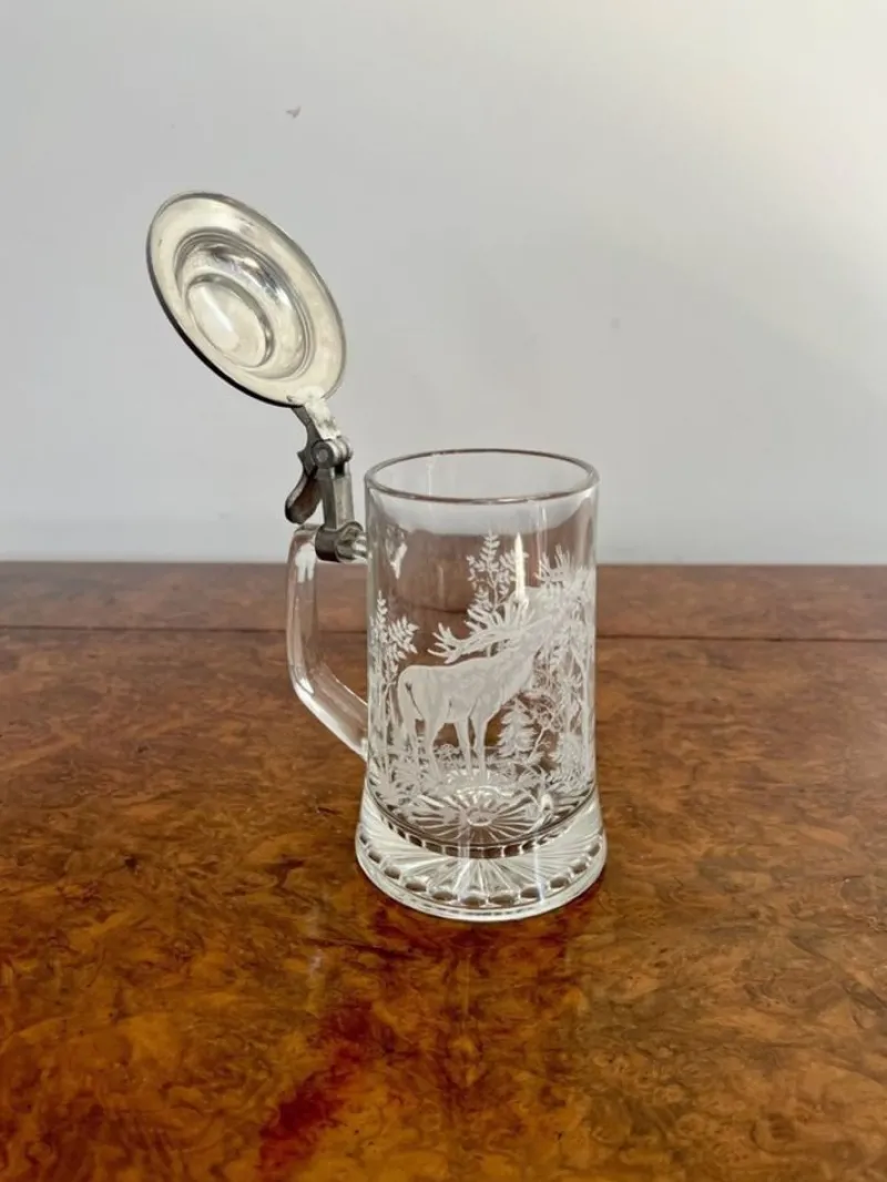 Pamono Etched Glass Tankard, 1920s> Glassware