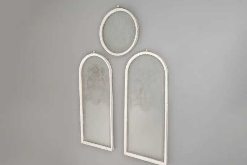 Clearance Pamono Etched Glass Windows, 1880s, Set of 3