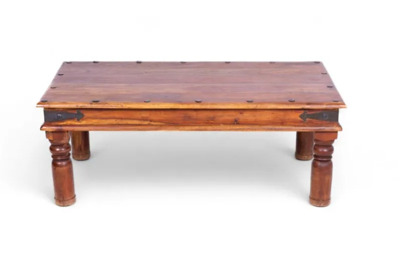 Pamono Ethnic Teak Coffee Table with Iron Fastenings, Northern India> Coffee & Side Tables