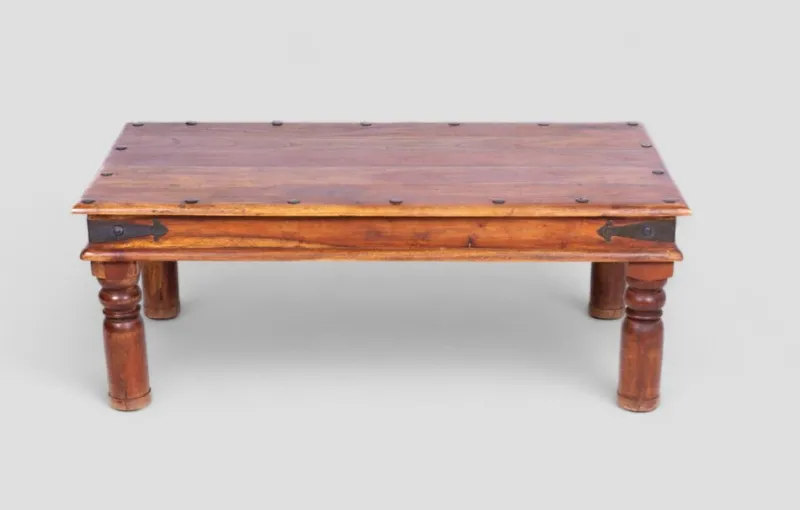 Pamono Ethnic Teak Coffee Table with Iron Fastenings, Northern India> Coffee & Side Tables