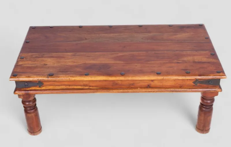 Pamono Ethnic Teak Coffee Table with Iron Fastenings, Northern India> Coffee & Side Tables