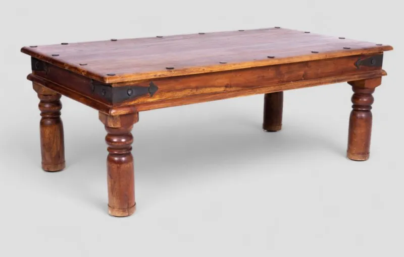 Pamono Ethnic Teak Coffee Table with Iron Fastenings, Northern India> Coffee & Side Tables