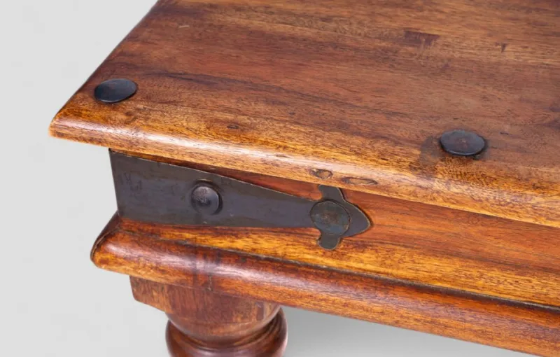 Pamono Ethnic Teak Coffee Table with Iron Fastenings, Northern India> Coffee & Side Tables