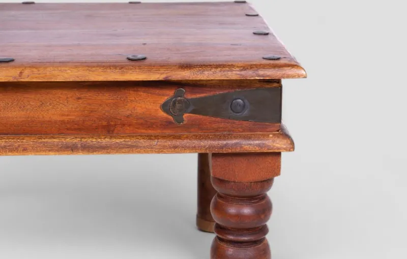 Pamono Ethnic Teak Coffee Table with Iron Fastenings, Northern India> Coffee & Side Tables