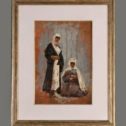 Pamono Ettore Cercone, Female Portraits, 1885, Oil Painting, Framed> Old Masters
