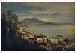 Pamono Ettore Ferrante, Italian Landscape Painting, Naples, Posillipo School, Oil on Canvas, Framed> Old Masters