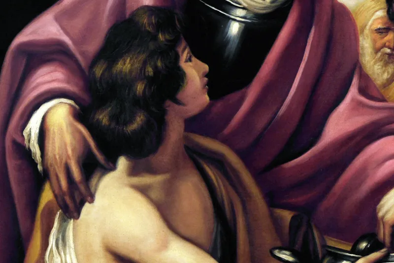 Discount Pamono Ettore Frattini, Flavius Belisarius (Homage to François-André Vincent), 1600s, Oil Painting, Framed